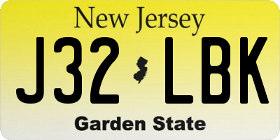NJ license plate J32LBK