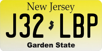 NJ license plate J32LBP