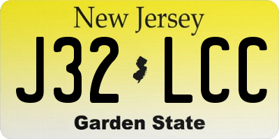 NJ license plate J32LCC