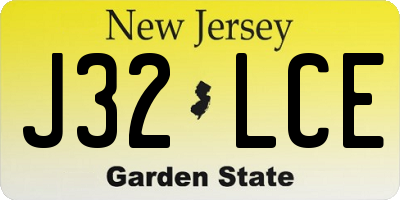 NJ license plate J32LCE