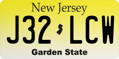 NJ license plate J32LCW