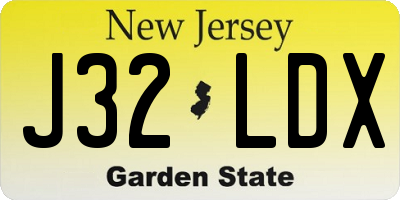 NJ license plate J32LDX