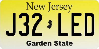 NJ license plate J32LED
