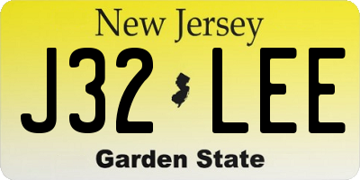 NJ license plate J32LEE
