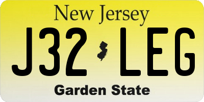NJ license plate J32LEG