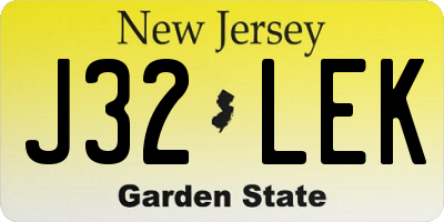 NJ license plate J32LEK