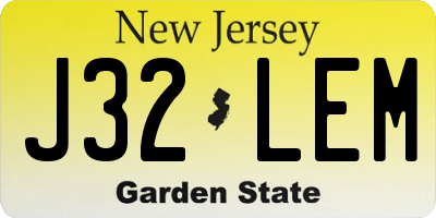 NJ license plate J32LEM