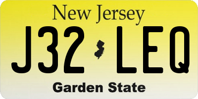 NJ license plate J32LEQ