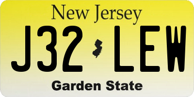 NJ license plate J32LEW