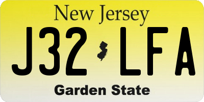 NJ license plate J32LFA