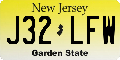 NJ license plate J32LFW