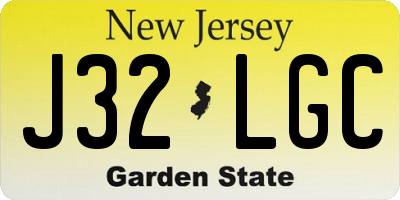 NJ license plate J32LGC