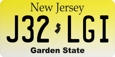 NJ license plate J32LGI