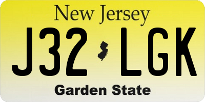NJ license plate J32LGK