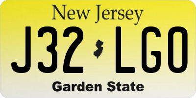 NJ license plate J32LGO