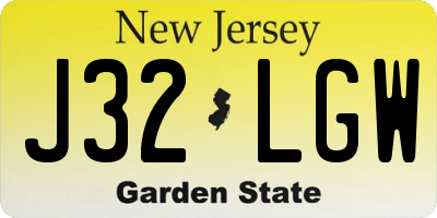 NJ license plate J32LGW