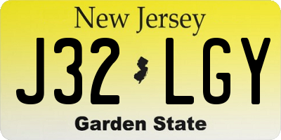 NJ license plate J32LGY