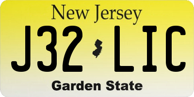 NJ license plate J32LIC