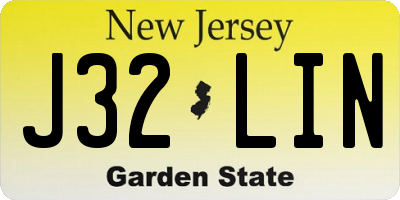 NJ license plate J32LIN