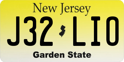 NJ license plate J32LIO