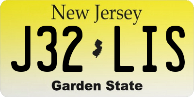 NJ license plate J32LIS