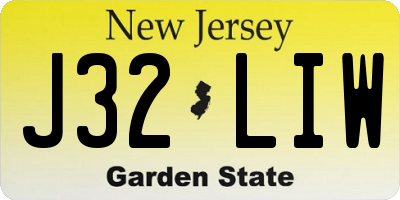 NJ license plate J32LIW