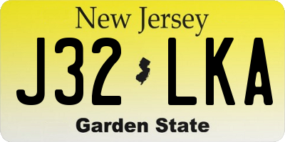 NJ license plate J32LKA