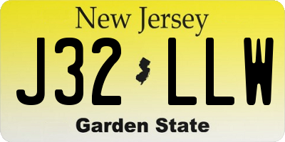 NJ license plate J32LLW