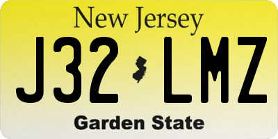 NJ license plate J32LMZ