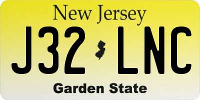 NJ license plate J32LNC