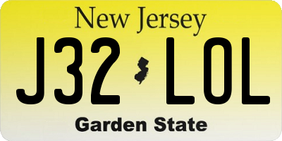 NJ license plate J32LOL