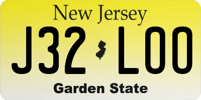 NJ license plate J32LOO