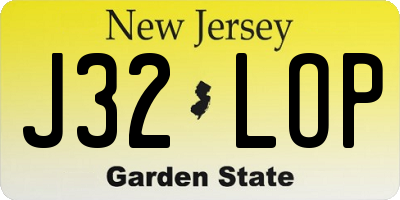 NJ license plate J32LOP
