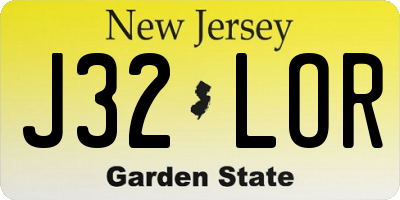 NJ license plate J32LOR