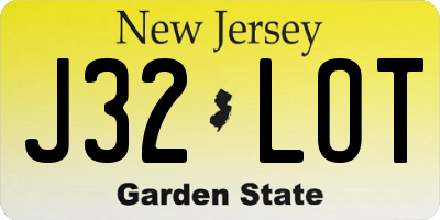 NJ license plate J32LOT