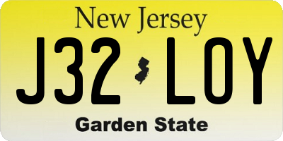 NJ license plate J32LOY
