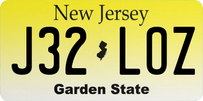NJ license plate J32LOZ