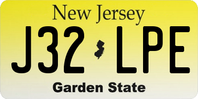 NJ license plate J32LPE
