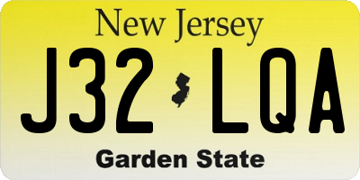 NJ license plate J32LQA