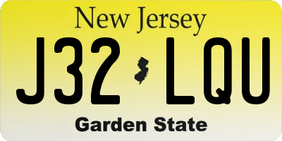 NJ license plate J32LQU