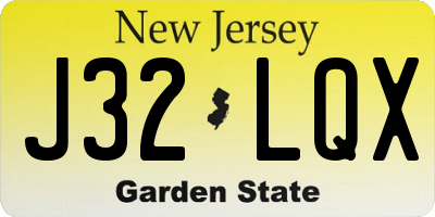 NJ license plate J32LQX