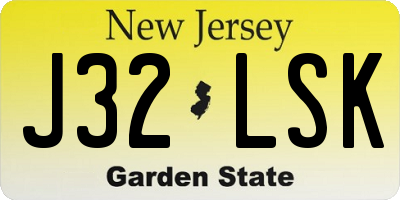 NJ license plate J32LSK