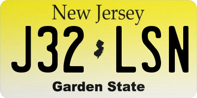 NJ license plate J32LSN