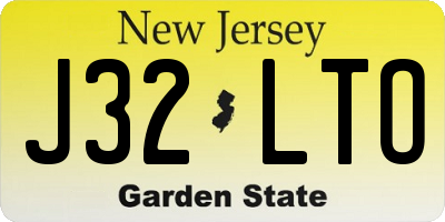 NJ license plate J32LTO