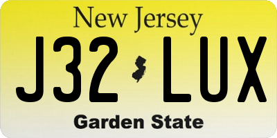 NJ license plate J32LUX