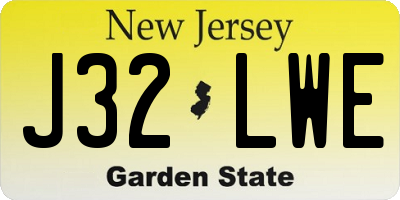 NJ license plate J32LWE