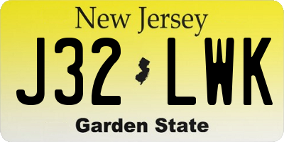 NJ license plate J32LWK