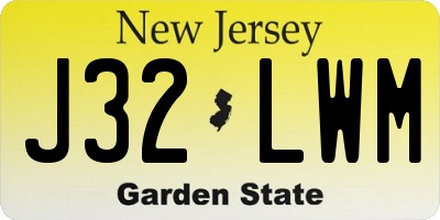 NJ license plate J32LWM