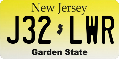 NJ license plate J32LWR