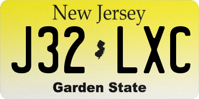 NJ license plate J32LXC